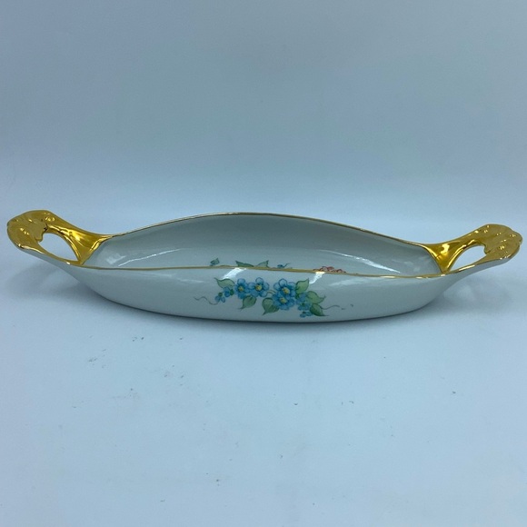Hand Painted Gold Handled Oval Dish - Picture 11 of 12